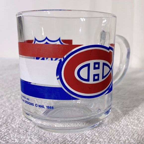 Vintage Clear Glass NHL Montreal Canadiens Habs Hockey Mug Coffee Cup - Picture 4 of 10